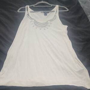Marc By Marc Jacobs Cream Tank Top with Embellished Neckline